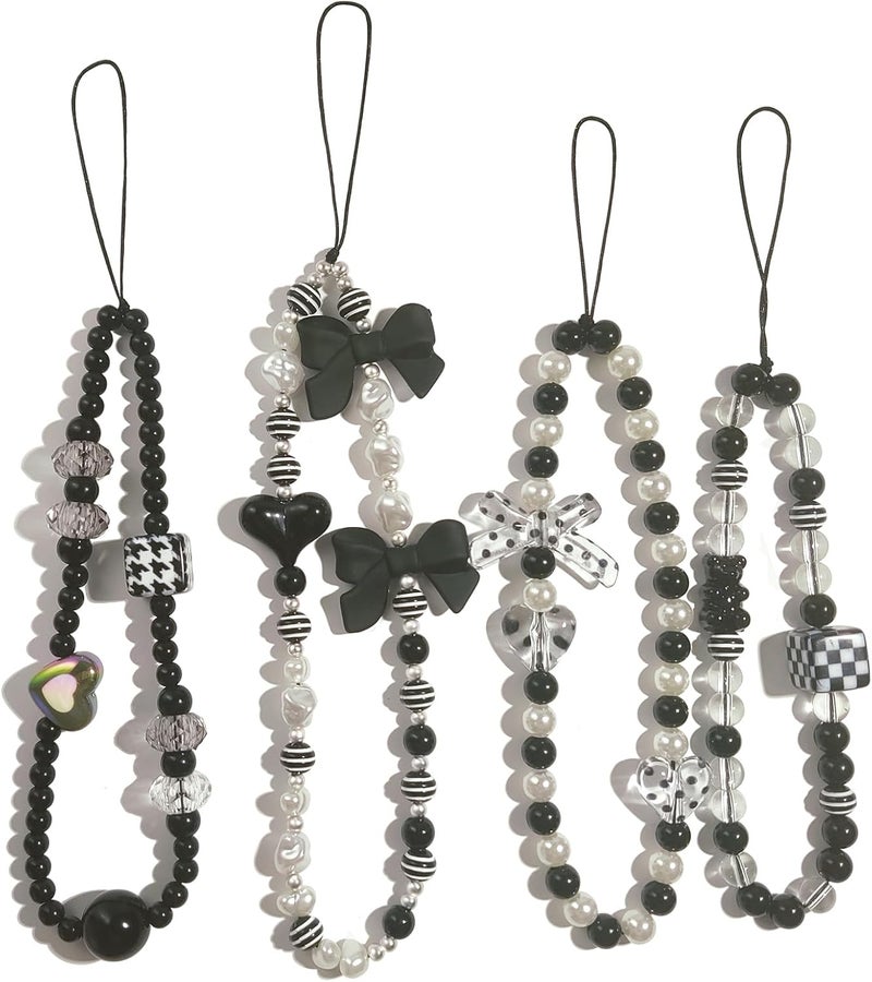 cioatu 4 Pieces Cute Phone Charms Beaded Phone Strap Aesthetic Y2K CellPhone Keychain Cute Bear Butterfly Heart Cool PhoneCharm for Bag Keychain Airpods Camera Pendants Decor - Image 1